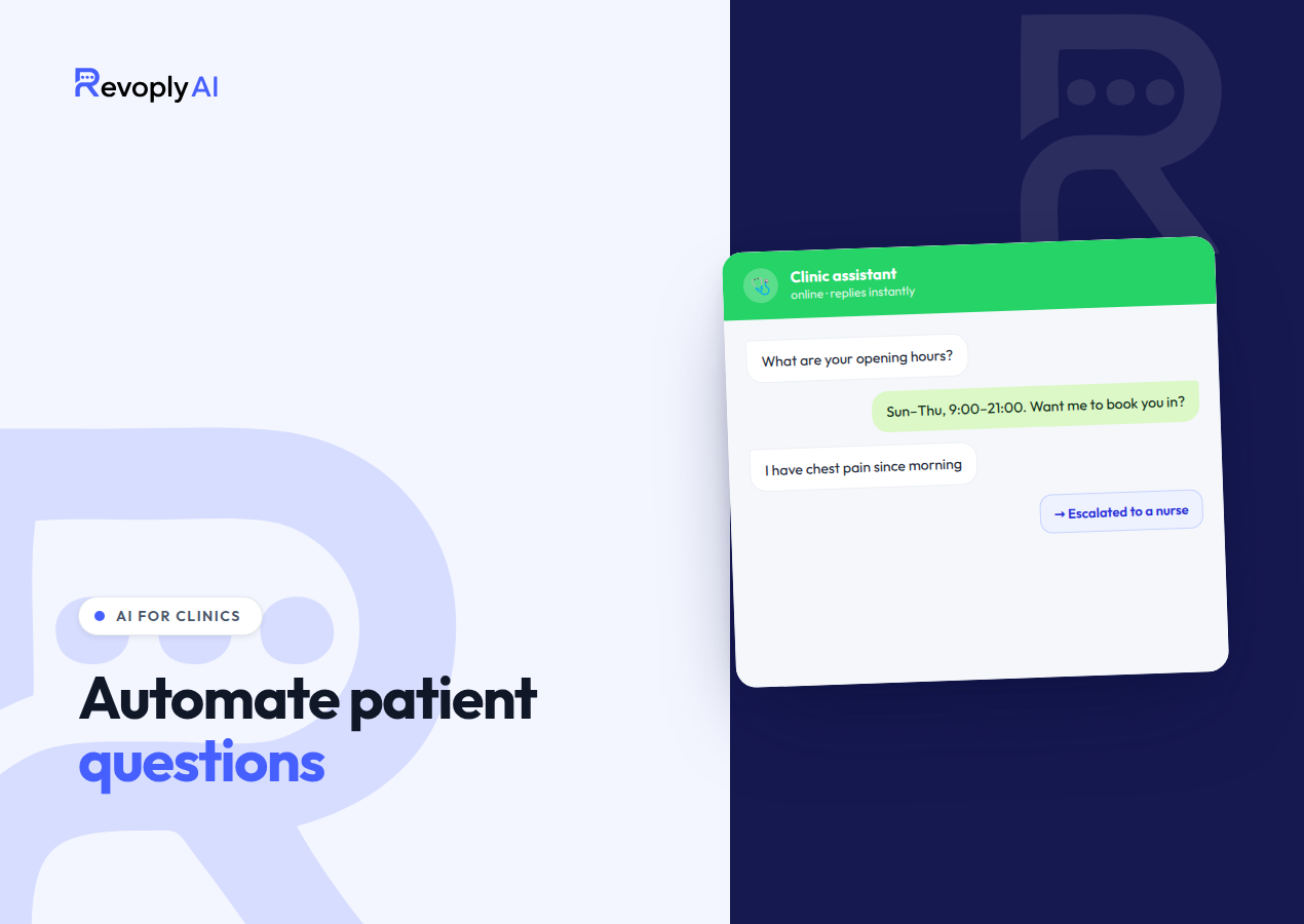 AI chatbot for clinics answering patient questions on WhatsApp